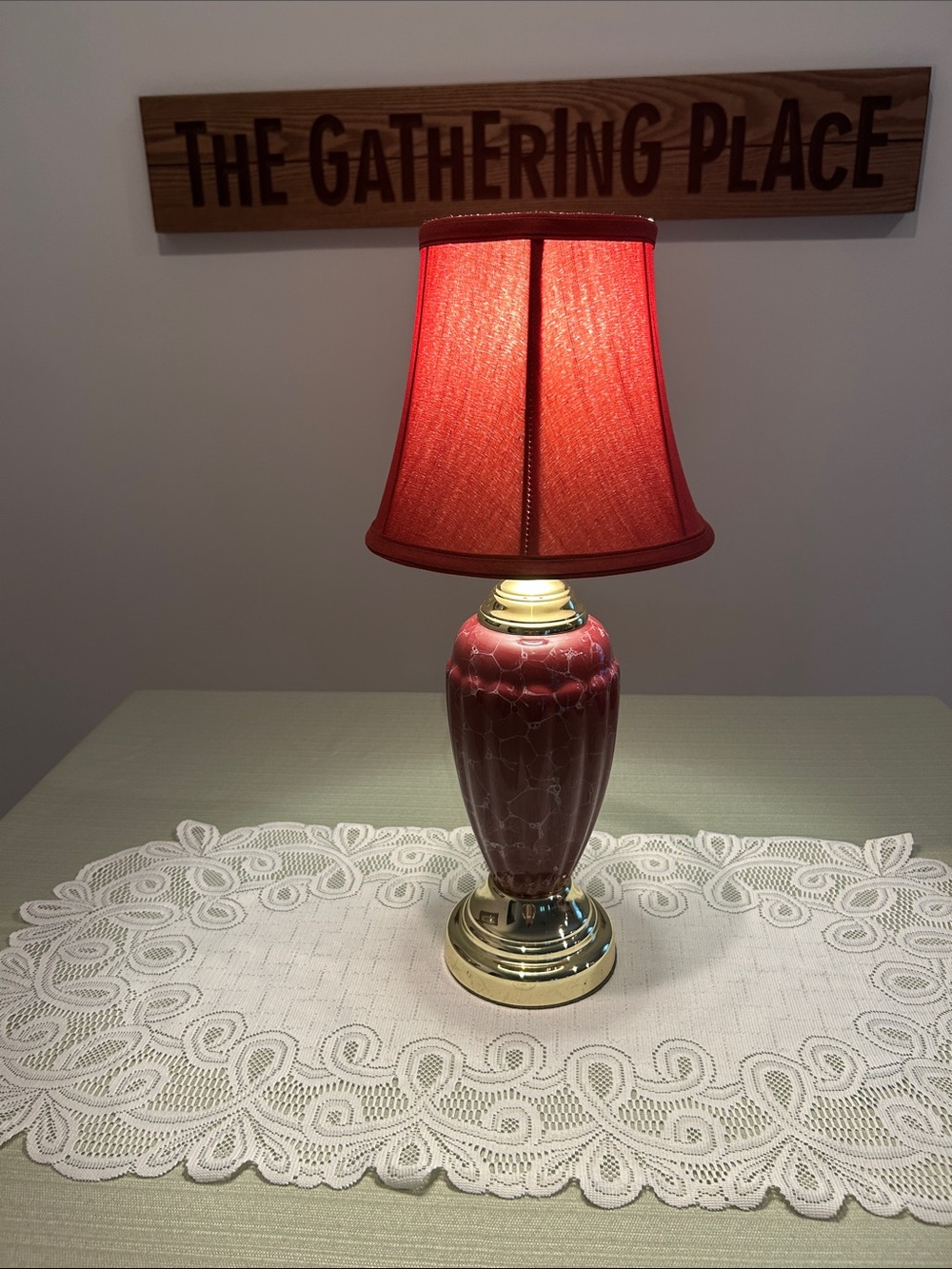MCM look Ceramic Table Lamp with Brass Base - Unbranded H 18 in - Picture 2 of 8